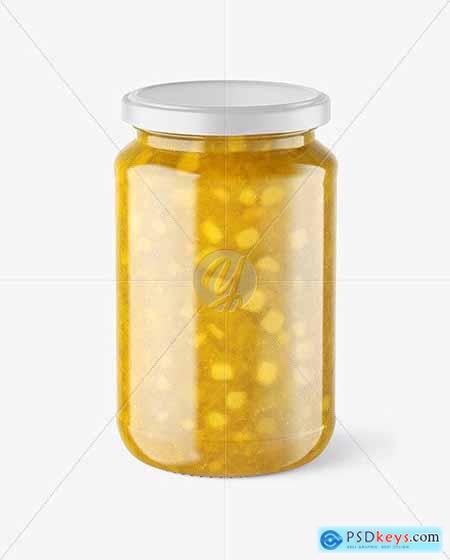 Clear Glass Jar with Pineapple jam Mockup 70693