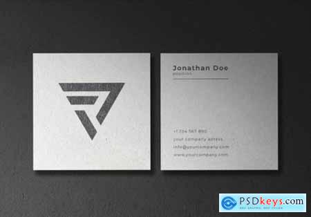 White floating square textured business card mockup