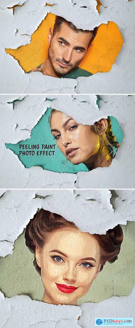 Peeling Paint Photo Effect on Wall Surface Mockup