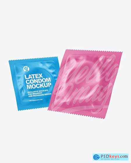 Two Matte Condom Packaging Mockup 70780