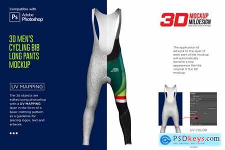 3D Cycling Bib Long Pants Mockup 5539938