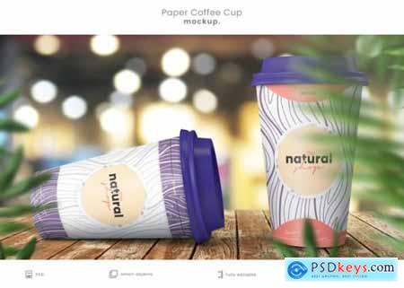 Realistic paper coffee cup mockup