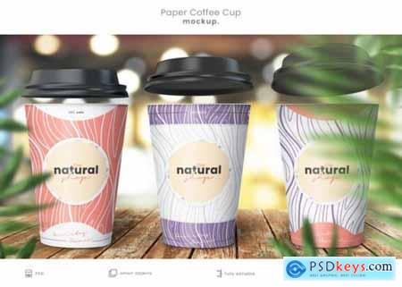 Realistic paper coffee cup mockup