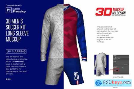 3D Mens Soccer Kit Long Sleeve 5366039
