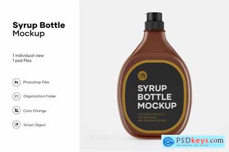 Glossy plastic syrup bottle mockup