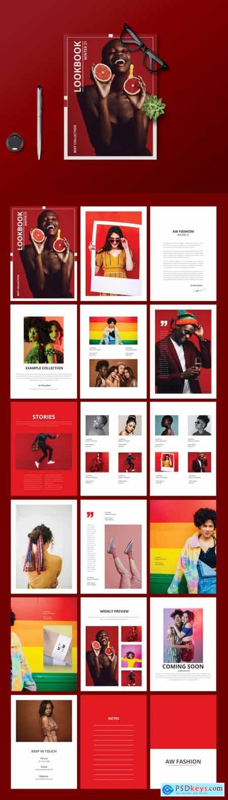 Lookbook Layout with Red Accents 394759109