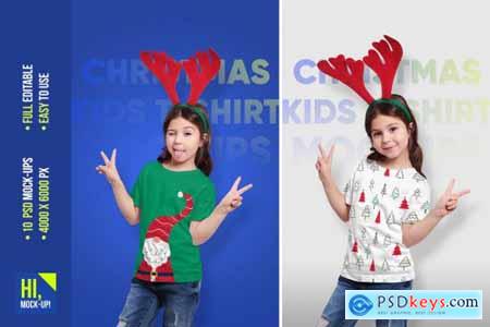 Christmas Kids Girl T-Shirt Mockups 5691730