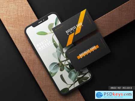 Business card with mobile phone mockup
