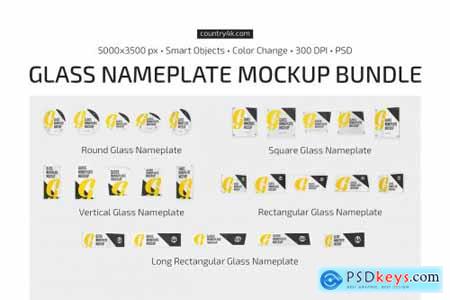 Glass Nameplate Mockup Bundle 5722480