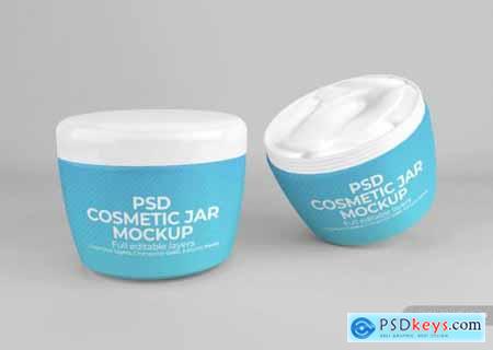 Plastic cosmetic cream jar mockup