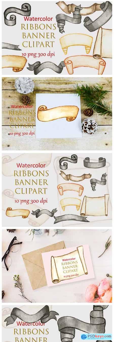 Watercolor Clipart Ribbons Banner Winter 6995952