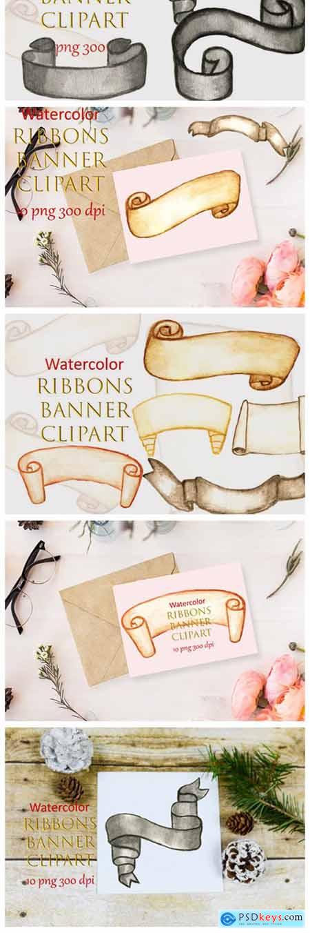 Watercolor Clipart Ribbons Banner Winter 6995952