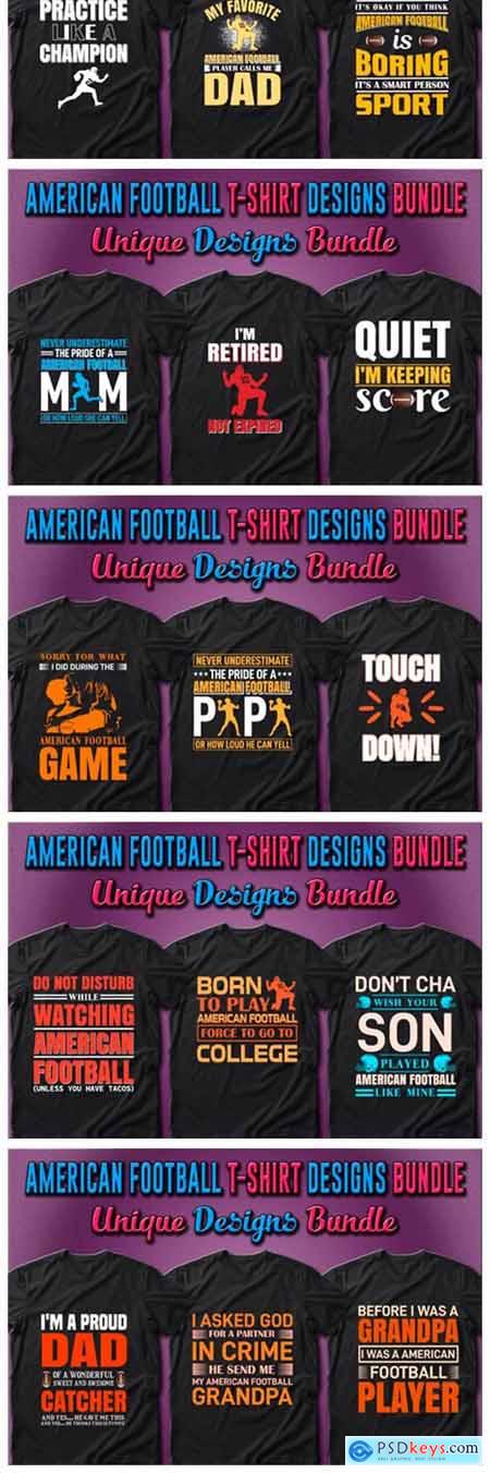 American Football T-shirt Designs Bundle 7157949