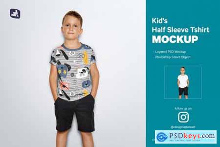 Kids Half Sleeve Tshirt Mockup 5242214