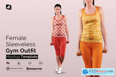 Female Sleeveless Gym Outfit Mockup 5227476