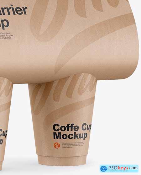 Kraft Coffee Cup Carrier Mockup 72565