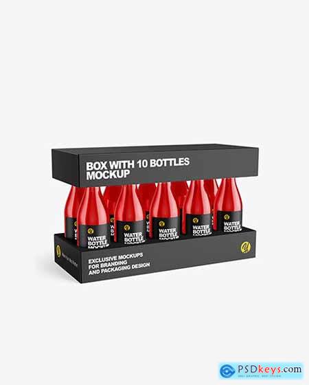 Box with 10 Glass Bottles Mockup 72297