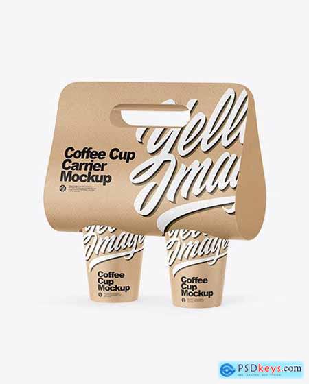 Kraft Coffee Cup Carrier Mockup 72471