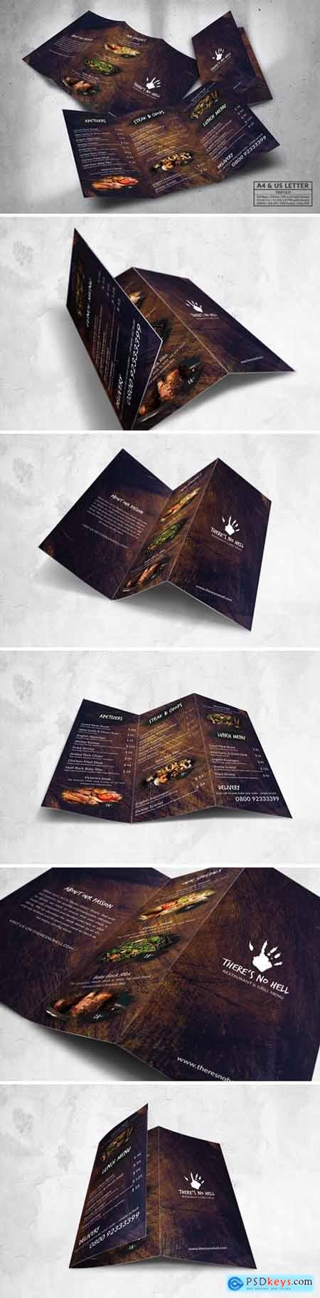 Trifold Food Menu Design A4 & US Letter