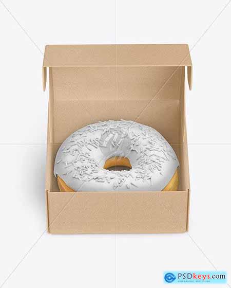 Opened Kraft Box with Donut Mockup 72709