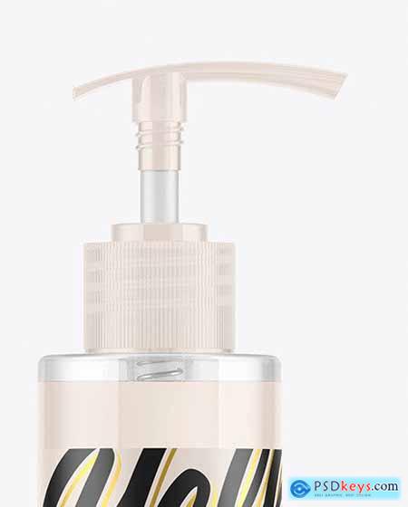 Clear Cosmetic Bottle with Pump Mockup 72747