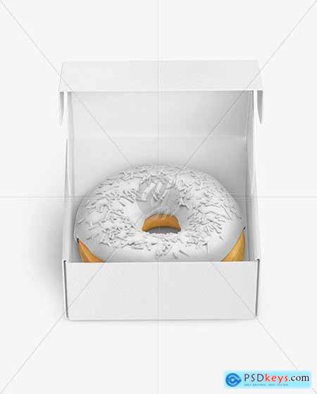 Opened Paper Box with Donut Mockup 68857