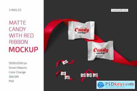 Candy with Red Ribbon Mockup Set 5742416