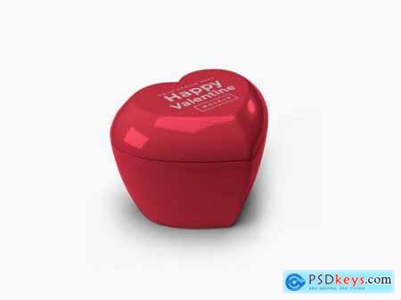 Valentine love heart container with lid mockup