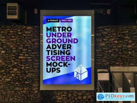 Metro underground advertising billboard mockup