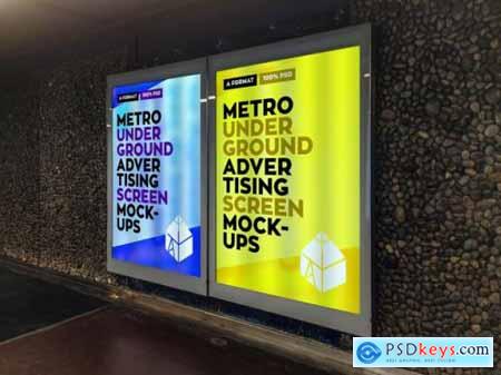 Metro underground advertising billboard mockup
