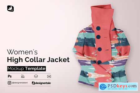Womens High Collar Jacket Mockup 5113315
