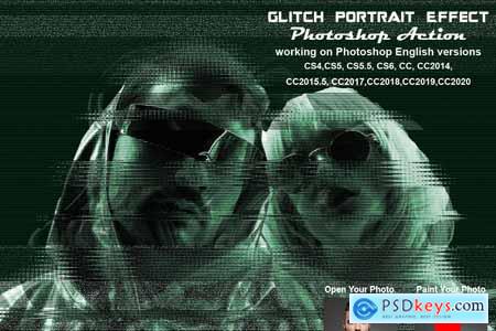 Glitch Portrait Effect PS Action 5536220