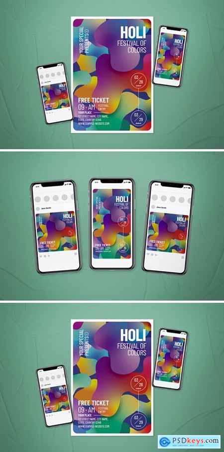 Holi Festival of Colors Flyer Set