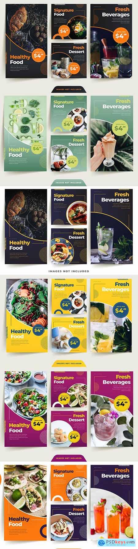 Healthy food sale and special offer design banner social networks