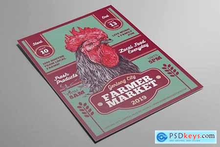 Traditional Art Rooster Farmer Market Flyer