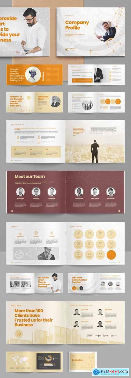 Company Profile Brochure Layout with Abstract Low Poly Line Elements 399838768