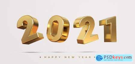 Happy new year 2021 with 3d objects