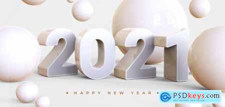 Happy new year 2021 with 3d objects