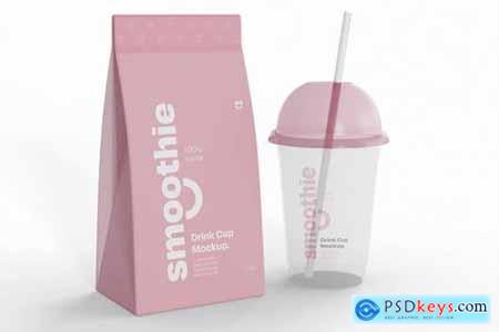 Smoothie Bottle and Packaging Mockup