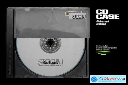 Distressed CD Jewel Case Mockup 5670335