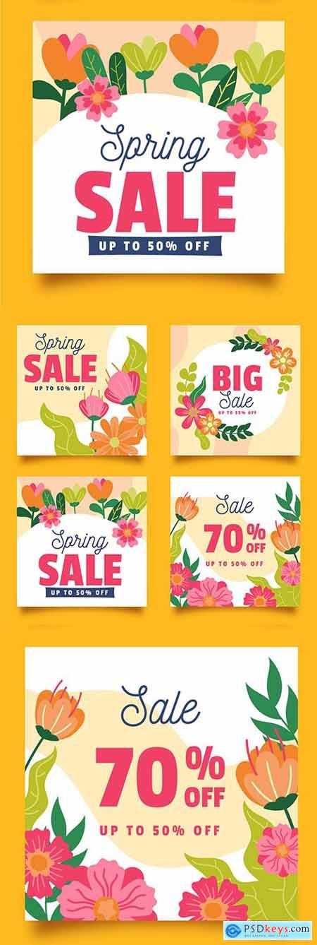 Spring sales and special discounts flat design