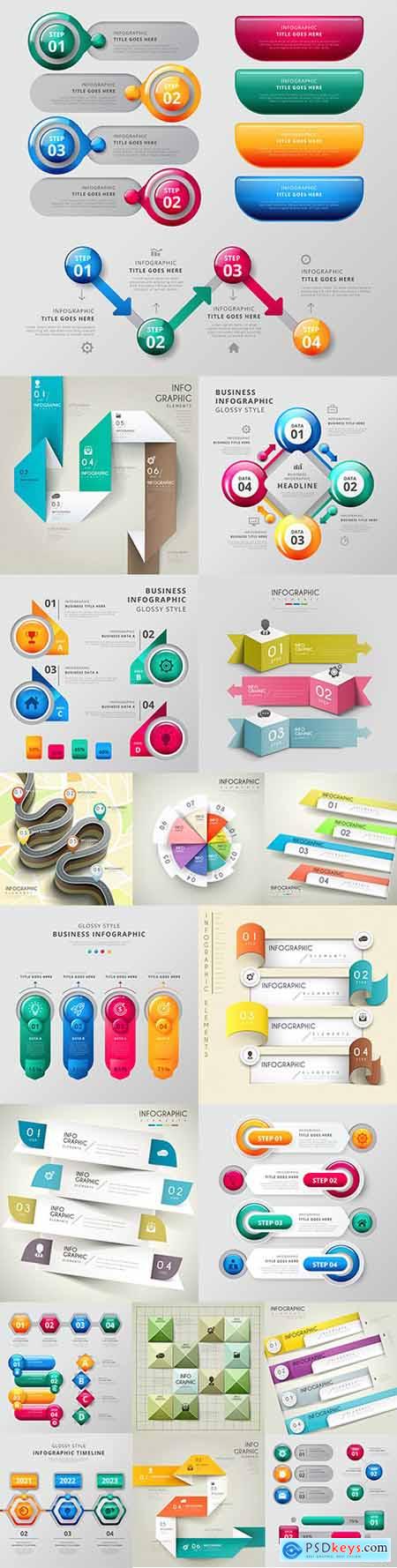 Infographics business options elements collection 12
