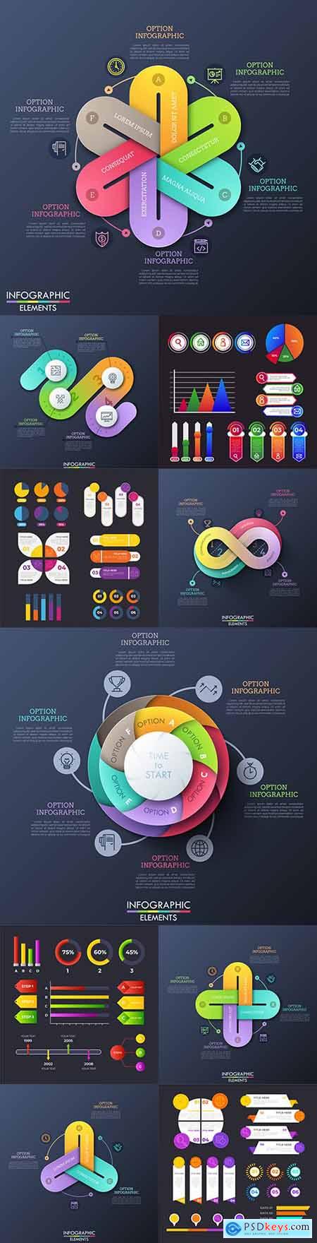 Infographics business options elements collection 11