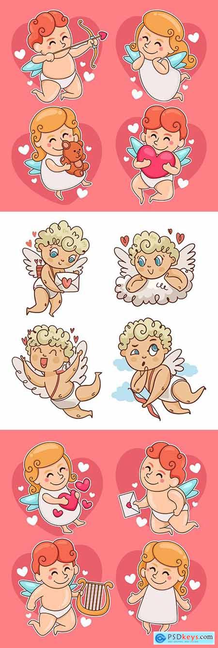 Funny cartoon cupid St Valentines day collection