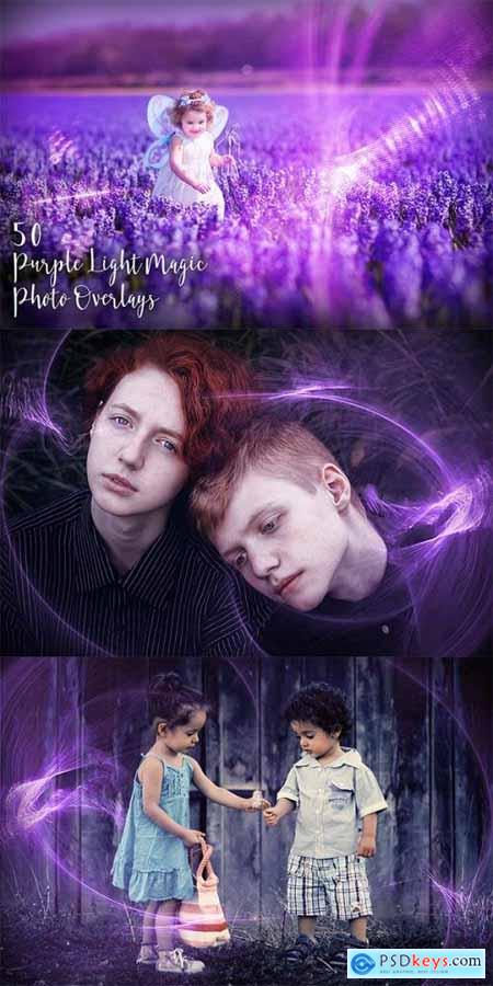 50 Purple Light Magic Photo Overlays
