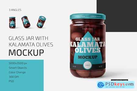 Jar with Kalamata Olives Mockup Set 5826221