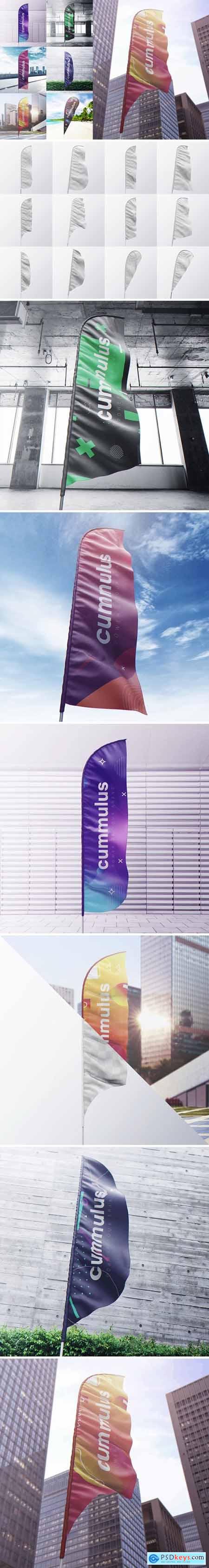 Quill Blade Teardrop Feather Bow Sail Flag MockUp