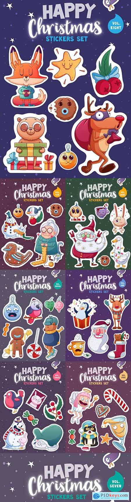 Merry Christmas set stickers or magnets festive souvenirs 2