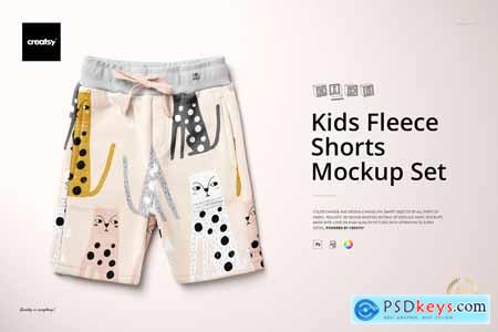 Kids Fleece Shorts Mockup Set 4428860