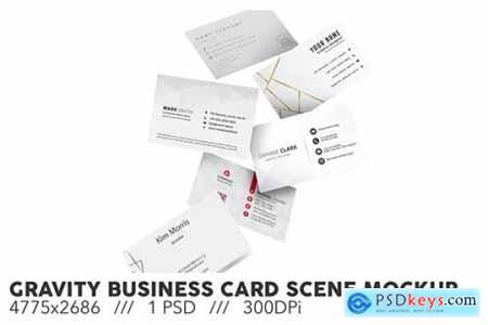 Gravity Business Card Scene PSD Mockup